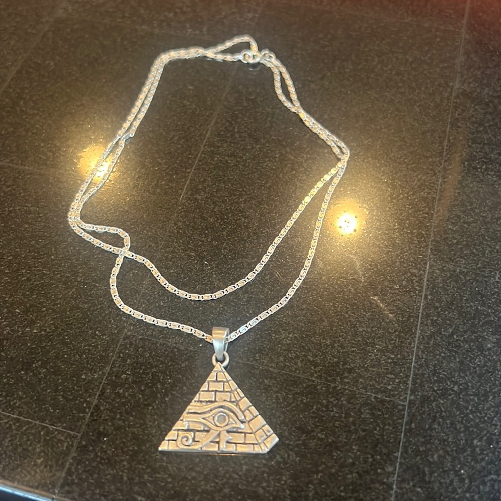 Eye of Ra Pyramid Pendant - Sterling Silver - Made in Egypt